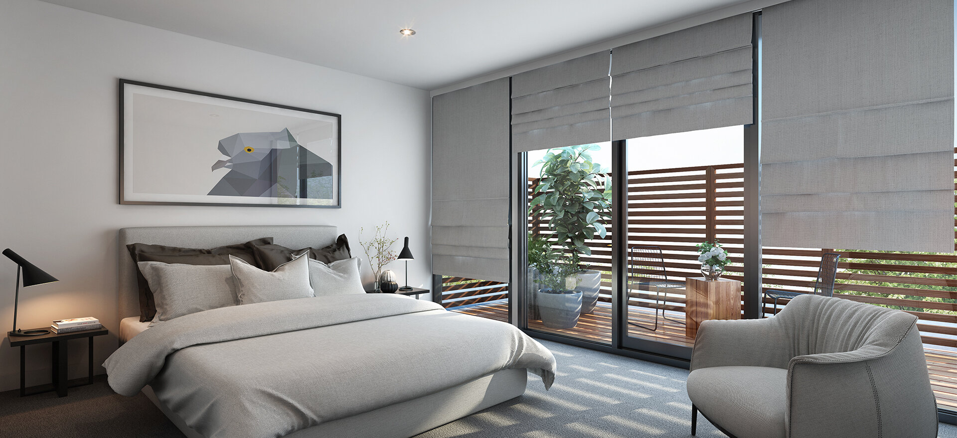 Custom Bedroom Wake-Up Motorized Shades in Lee's Summit